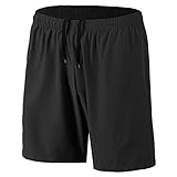 Herren Sport Shorts Schnell Trocknend Kurze Hosen mit Reißverschlusstaschen (Schwarz L)