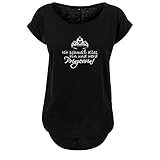 Ich schmeiss Alles hin und werd Prinzessin Design Ladies Fashion Leichter Oversize Shirt Tanktop - Schwarz & Weiß Schnitt Länger mit Motiv XS Schwarz (B36-291-XS-Schwarz)