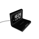 Tik LP Funkwecker Mit Kabelloser Ladefunktion, Klares Digitales LED-Display, LED-Wecker, Wecker Mit USB-Ladegerät Und Bluetooth-Lautsprecher (Color : Schwarz)