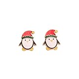 LOKILOKI 2 Paar Weihnachten Ohrringe Glocke Grün Weihnachtsbaum Ohrstecker Für Frauen Mädchen Party Zubehör Schmuck Geschenk