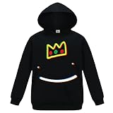 Ranboo Merch Hoodies Pullover Hoodie Sweatshirt für Kinder Jungen und Mädchen Bequem Jumper Top, Schwarz , 9-10 J