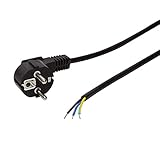 LogiLink CP135 Netzkabel Schutzkontakt Stecker 90 Grad Winkel zu offenem Kabelende schw