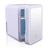 DFGADF Tragbarer Make-up-Kühlschrank, Mini-Kühlschrank 4L Spiegel mit LED-Licht 45–55W Gleichstrom 12V Wechselstrom 220V Heiß- und Kaltmodus Kosmetikaufbewahrung Wohnmobil Reise Camping Geschenk