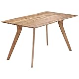 SANON Esstisch Gartentisch Esszimmertisch Bistrotisch Holz Esstisch Stehtisch Quadratischer Esszimmertisch Aus Holz Mit Stahlbeinen für Wohn-Esszimmer 140 x 80 x 76 cm Massivholz Ak