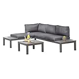 OUTLIV. Morsum, modulare Gartenlounge, Loungegruppe 3-teilig aus Aluminium mit Polstern in Grau, Loungemöb