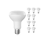 ledscom.de E27 R80 LED Reflektor-Leuchtmittel 10,1W 1115lm für innen und außen, 10 Stk