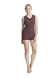 con-ta Thermo Shirt ohne Arm, wärmendes Thermoshirt aus natürlicher Baumwolle, bequemes Basic-Oberteil, Damenbekleidung, Bordeaux Geringelt, Größe: 3XL