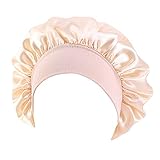 DRERLIYAIZ Satin Silky Bonnet Schlafmütze Elastic Wide Band Kopf Haarabdeckung Nacht Chemo Hut Schlafmütze Khak