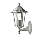 Wand Außenleuchte Weiß wetterfest T:22cm Glas Aluguss Wandlampe Außen Hof Garten Balkon Tür PARIS