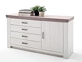 expendio Sideboard Eppan 1 Pinie Weiss Nb 160x83x45 cm Kommode Wohnzimmer Anrichte Schrank E