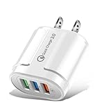 Dzhzuj 3-Port USB Charger,USB Wall Charger Block,Charging Station for Multiple Devices?Portable Macaron Color Mobile Phone Charging Head Power Adapter, Camera Phones &Tablets Charge (US,White)