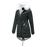 SIOPEW Damen Winter Dick Warm Mantel Parka Kapuzen-Plus Samt Cord Baumwoll Verdickte Mittellange Warme Frauen Outdoor Klassisch Casual Winddicht Jack