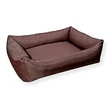 4L Textil Hundebett mit Rand Koko Hundekorb Tierkissen Hundesofa Hundeliege für große Hunde Hundekissen Hundekörbchen Schlafplatz Hundematratze Polyester Haustierbett Hundematte Waschbar (100x80 cm, Braun)