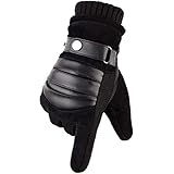 Herren Lederhandschuhe Echtes Schweinsleder Winterhandschuhe Warme Dicke Fahren Skifahren Herrenhandschuhe (Farbe Braun, Größe Stil 2) (Schwarz Stil 2)