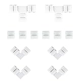 LED Strip Verbinder, Eck-verbinder, 4 Polig RGB Streifen Connector 90grad Schnellverbinder, T/L Steckverbindung Set Zubehör für 4 Pin 12V 10mm 5050/3525 Stripe Light (kein Löten erforderlich)