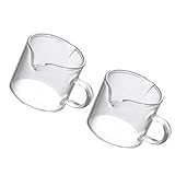 Cabilock 2 Stück Milchkännchen Glaskanne Milchkanne Sahnekanne Sauciere Glas Tasse mit 2 Ausgießer Milchkaffee Tasse Glas Krug Transparent Fett-Trenn-Kanne für Milch Sahne Sauce Kaffee 40