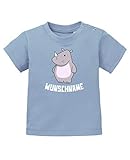 Comedy Shirts - Clipart Rhino - Wunschname - Baby T-Shirt - Hellblau/Weiss Gr. 92/98