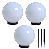ESTEXO Solarkugel Solarleuchte Solarlampe LED Leuchtkugel Gartenleuchte Außenleuchte Lampe Bodenbeleuchtung Bodenlampe (3 Stück/Ø 20 cm)