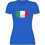 Fussball WM 2022 Fanartikel - Italien Vintage - S - Royalblau - Italien Trikot Damen - L191 - Tailliertes Tshirt für Damen und Frauen T-S