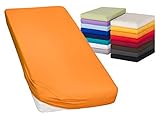 Moon-Luxury Spannbettlaken Spannbetttuch Jersey Stretch 230g/m² für Wasserbetten, Boxspringbetten und herkömmliche Matratzen (orange, 90x200-100x220)