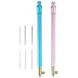 GLOGLOW Tambour-Haken, 2 Stück, Edelstahl-Griff, Stickerei-Häkelnadeln mit 6 Nadeln, französische Tambour-Pailletten, Nähwerkzeug (rosa + blau)