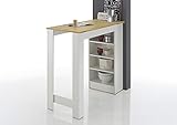 Bartisch Stehtisch Rosalyn I Mojito mit Regal in Weiss/Artisan Eiche in 115 * 50