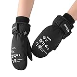 ANEIZANASALI Kinder Skihandschuhe Winter Kleinkind Schneehandschuhe Kinder Wasserdicht Winddicht Warm Skifäustlinge Fingerhandschuhe für Mädchen Jungen Boxhandschuhe schwarze Handschuhe N