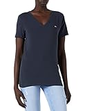 Tommy Hilfiger Damen TJW Skinny Stretch V Neck T-Shirt, Marineblau (Twilight Navy), S