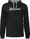 Shirtracer Valentinstag Partner Geschenke - Lieblingsmensch - S - Schwarz/Grau meliert - Hoodie lieblingsmensch - JH003 - Hoodie zweifarbig und Kapuzenpullover für Herren und D