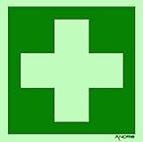 Rettungszeichen Symbolschild Erste Hilfe ISO Soft Kunststoff nachleuchtend & selbstklebend 150x150mm Orig. ANDRIS®-Piktog