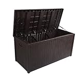 Kissenbox Auflagenbox aus Kunststoff mit Deckel für Terrasse und Balkon wetterfest 300 Liter (Color : Black)