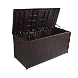 Kissenbox Auflagenbox aus Kunststoff mit Deckel für Terrasse und Balkon wetterfest 300 Liter (Color : Black)