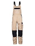 TMG® Arbeitslatzhose Herren, lange Arbeitshose mit Latz und Kniepolstertaschen Khaki 54