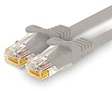 1CONN - 10m Netzwerkkabel, Ethernet, LAN & Patchkabel für maximale Internet Geschwindigkeit & verbindet alle Geräte mit RJ 45 Buchse grau - 1 Stück