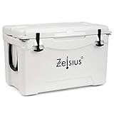 Zelsius Kühlbox 50 Liter | Coolbox | Tragbare Cooling Box ideal für Auto Camping Urlaub Angeln Freizeit Outdoor | Thermobox für Warm und Kalt (weiß)