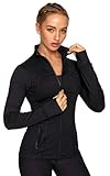 QUEENIEKE Damen Sport definieren Jacke Slim Fit Cottony-Soft Handfeel Farbe Schwarz Größe L（12