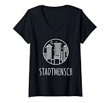Damen Stadt Silhouette Stadtmensch T-Shirt mit V