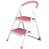 QLIGHA Trittleiter Klapptritt Stehleiter Klappbar Haushaltsleiter Stufenleiter Platzsparend, Metall Stufenstehleiter Maximale Belastung 150kg (4-Stufen-trittleiter)