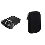 SanDisk Ultra Fit 128 GB Flashlaufwerk USB 3.1 bis zu 130MB/Sek. Lesen & Amazon Basics Schutzhülle für Externe Festp