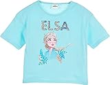 Disney Die Eiskönigin Kurzarm T-Shirt Pailletten ELSA Hellblau 104 (4 Jahre)