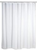 WENKO Duschvorhang Uni Weiß - Textil , waschbar, wasserabweisend, mit 12 Duschvorhangringen, Polyester, 120 x 200 cm, Weiß