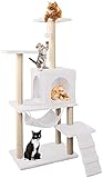 Katzenbaum Baumturm mit Wohnung für Indoor-Katzen Multi-Level-Katzenmöbel mit Kratzer, großem Barsch, Hängematte Kätzchen Klettern Standhaus Haustieraktivitätszentrum Kratzbäume ( Color : White )