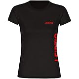 Multifanshop® Damen T-Shirt Leipzig - Brust und Seite schwarz - Druck:rot - Shirt Frauen Fußball Fanartikel Fanshop - Größe:S schw