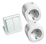 Funkschalter-Sparset Funk-Doppel-Wandschalter mit 2 Stück Intertechno Funkschalter-Zwischenstecker 3000 W, selb