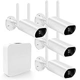 Kamerasystem 3MP HD. wasserdichte WiFi-Überwachungskamera Mit Nachtsicht-Bewegung-Alarm-Fernzugriff Integriertes Mikrofon Einfache Installation (Farbe : White, Size : One Size)