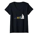 Damen Sailor Funny Idea Evolution Sailing Men Affe T-Shirt mit V
