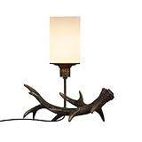 Nachttischlampe Schreibtischlampe Retro Geweih Kerzenständer Tischlampe Carving Glas Kandelaber Tisch Lichter Schlafzimmer Restaurant Deco Leuchten Augenpflegende Leselampen Nachttischlamp
