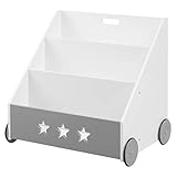 WOLTU KR003 Kinder Bücherregal Regal für Kinder, Spielzeugregal mit Räder 3 Regale, Kleiner Standregal aus Holz Mehrzweck Organizer für Kinderzimmer Aufbewahrungsreg