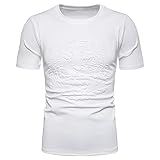 T-Shirt Herren Druck Einfarbig Rundhals Tops Herren Sommer Slim Fit Basic T-Shirt Herren Mode Sport Lässig Tops Herren Moderner Urban Urlaub Style Herren S