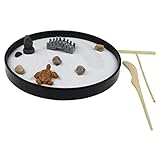 P Prettyia Japanischer Zen Garten für Büro Desktop Runde Sandkasten Meditationsgeschenk